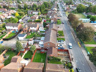 High Angle Footage of Luton City and Residential District, England UK. Great Britain's Aerial tour