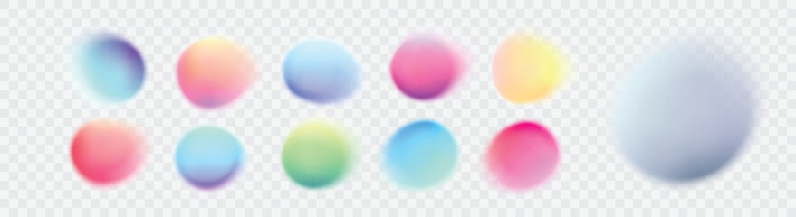 Poster - Gradient color round vector background set. Abstract bright blurred