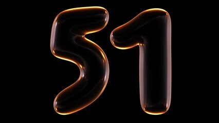 Poster - Loop animation of glowing number 51 in 3d rendering.