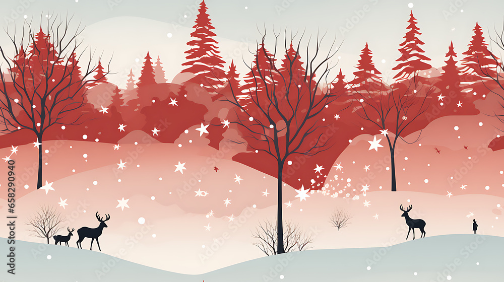 Winter landscape with trees and snow - A Christmas themed pattern with ...