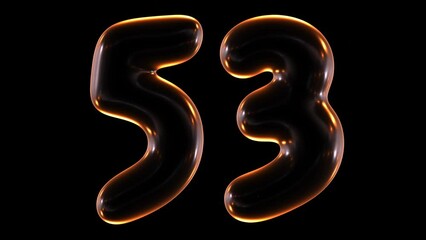 Poster - Loop animation of glowing number 53 in 3d rendering.