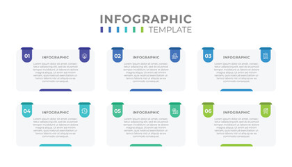  Business Infographic concept with six steps or option and icons