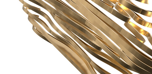 Poster - Ethereal Elegance: Abstract 3D Gold Cloth Illustration for Airy and Delicate Visuals