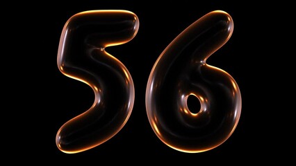 Poster - Loop animation of glowing number 56 in 3d rendering.