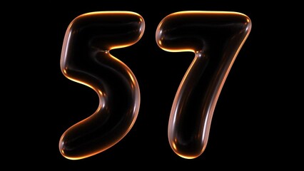 Poster - Loop animation of glowing number 57 in 3d rendering.