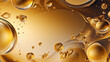 © Mosaic Media - AI-generated golden liquid bubbles in a transparent fluid. Abstract background with bubbling drops.