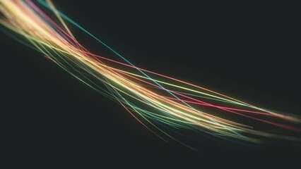 Poster - slow mo light strings particles background/ 4k animation of an abstract slow motion technology backg