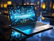 © Mariya Sorvacheva - Glowing laptop monitor, digital technology, artificial intelligence.
