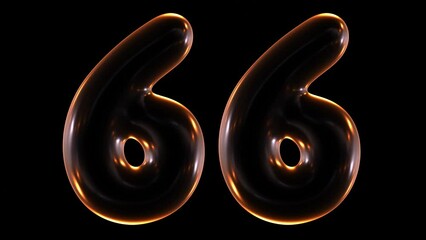 Poster - Animation of 3d glowing number 66