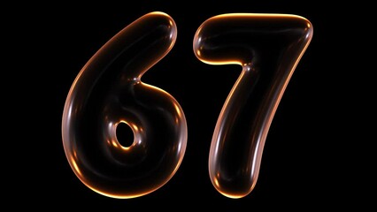 Poster - Animation of 3d glowing number 67