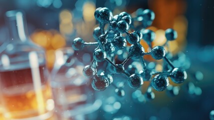 Wall Mural - abstract science background with atoms and molecules, illustration of molecular structure for backdr