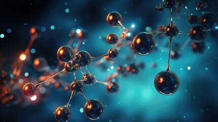 Wall Mural - abstract science background with atoms and molecules, illustration of molecular structure for backdr