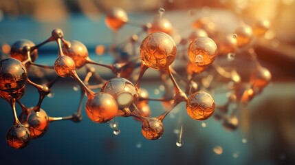 Wall Mural - abstract science background with atoms and molecules, illustration of molecular structure for backdr
