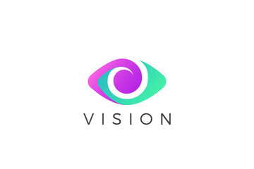 Poster - Eye Logo Vision Abstract Design vector template. Ophtalmology Clinic Optical Media Video Logotype concept icon.