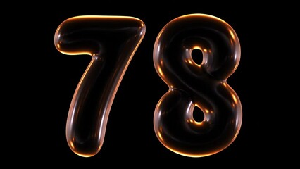 Poster - Animation of glowing number 78 in 3d rendering.
