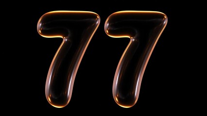 Poster - Animation of glowing number 77 in 3d rendering.