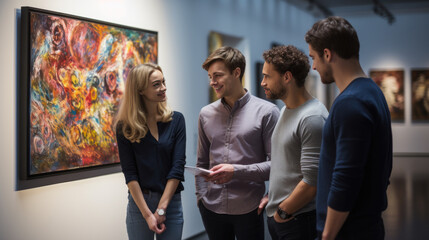 Wall Mural - Group of people during an exhibition at the gallery