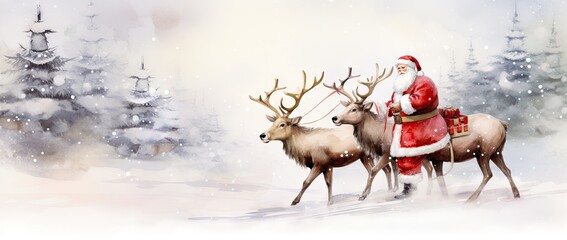 Poster - santa claus and reindeer generative ai