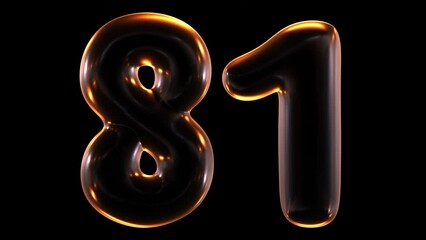 Poster - Animation of glowing number 81 in 3d rendering.