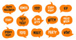 Set of Halloween celebration collection. Halloween speech bubbles set with text: Happy Halloween, trick or threat, party, scary night, spooky night etc.