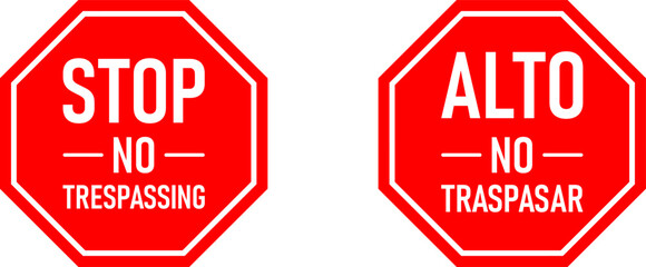 Poster - alto no traspasar (spanish for stop no trespassing) red octagon shaped private property keep out bil