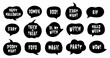Set of Halloween celebration collection. Halloween speech bubbles set with text: Happy Halloween, trick or threat, party, scary night, spooky night etc.