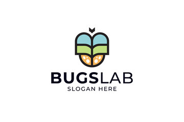 Wall Mural - bug insect library or lab modern concept logo vector design