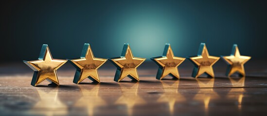 Wall Mural - Positive virtual screen feedback for five star rating Emphasizing satisfaction quality and performance