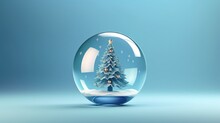  A Snow Globe With A Small Christmas Tree Inside Of It.  Generative Ai