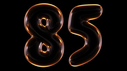 Poster - Animation of glowing number 85 in 3d rendering.