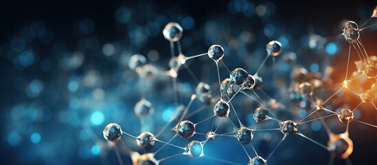 Poster - scientific background with molecular or atomic illustrations abstract aistructure for science or med