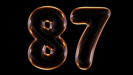 Poster - Animation of glowing number 87 in 3d rendering.