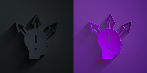 Poster - Paper cut Project team base icon isolated on black on purple background. Business analysis and planning, consulting, team work, project management. Paper art style. Vector