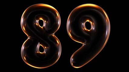 Poster - Animation of glowing number 89 in 3d rendering.