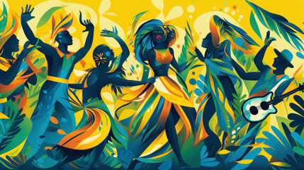 Carnival Brazil. A Burst of Colors and Joyful Illustration. Generative AI