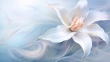 Fototapeta Tulipany -  a white flower with a pink center on a blue background.  generative ai
