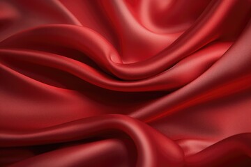 Poster - A detailed close-up view of a vibrant red satin fabric. This picture can be used for various design projects and creative backgrounds.