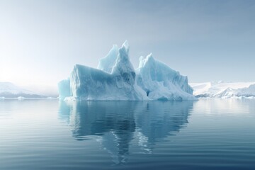 Poster - A massive iceberg floating on top of a body of water. This image can be used to depict the grandeur and beauty of nature and the environment.