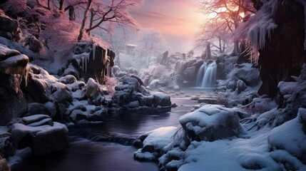 Wall Mural - winter river in the forest