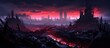 Dystopian metropolis illuminated by neon lights in a digital artwork with an impressive vista