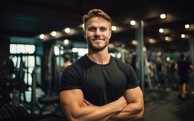 Canvas Print - Close-up shot of a satisfied fitness enthusiast in the gym after a workout