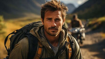 Wall Mural - portrait of a man in the mountains