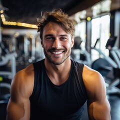 Poster - Close-up shot of a satisfied fitness enthusiast in the gym after a workout