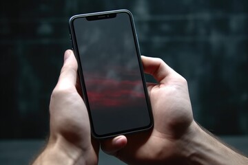 Poster - A person holding a cell phone in their hand. This image can be used to depict technology, communication, or mobile devices.