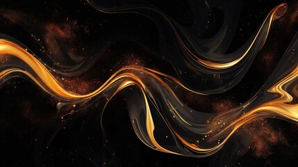 Poster -  a black and gold abstract background with swirls and bubbles.  generative ai
