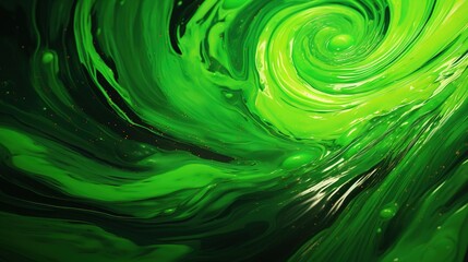 Poster -  a green and black background with swirls and stars in the center.  generative ai