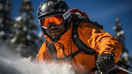 Poster - skier on the top of mountain