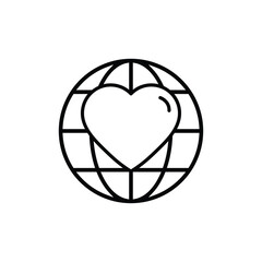 Poster - global earth icon with heart  love sign love world day icon