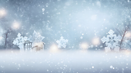 Sticker - Winter Christmas banner with snowflakes