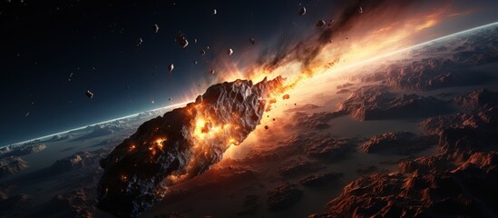 Wall Mural - dangers from celestial objects approaching earth pose apocalyptic threat